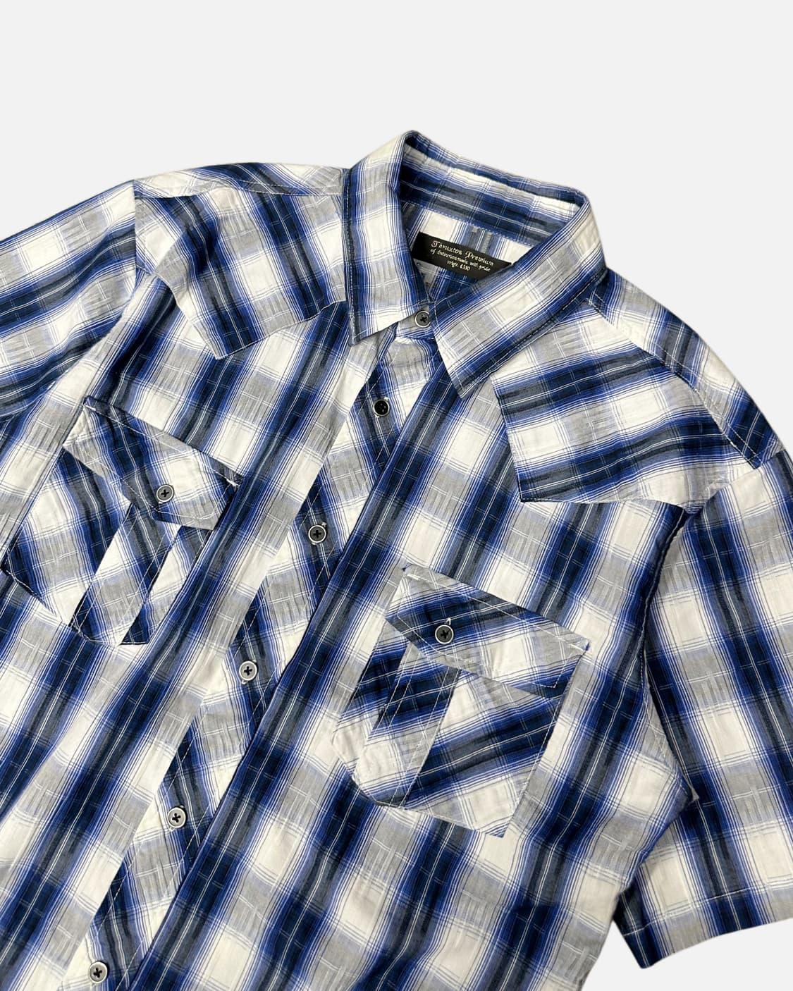 THRUXTON blue check texture western shir 상품이미지2