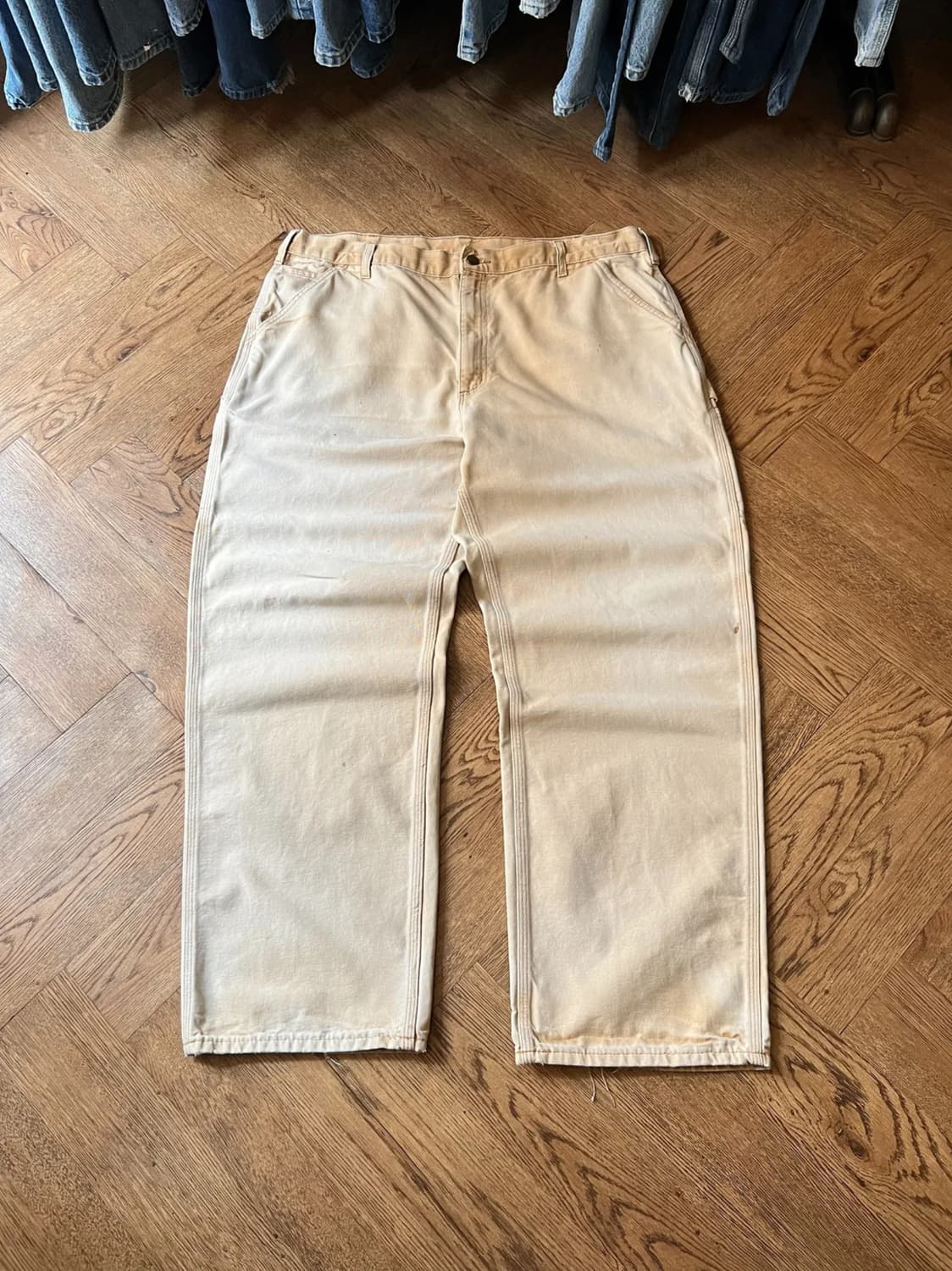 [40]칼하트 USA 빈티지 페이딩 브라운 싱글니 카펜터 워크 팬츠 상품이미지1