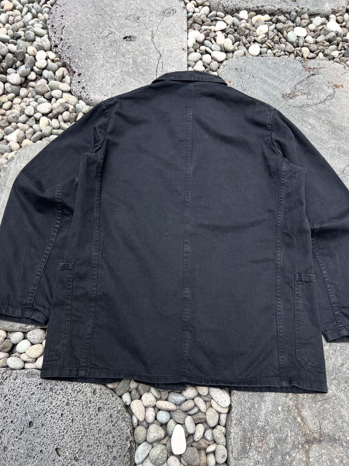 OLD VINTAGE BLACK HBT 헤링본트윌 블랙프렌치워크자켓 상품이미지9