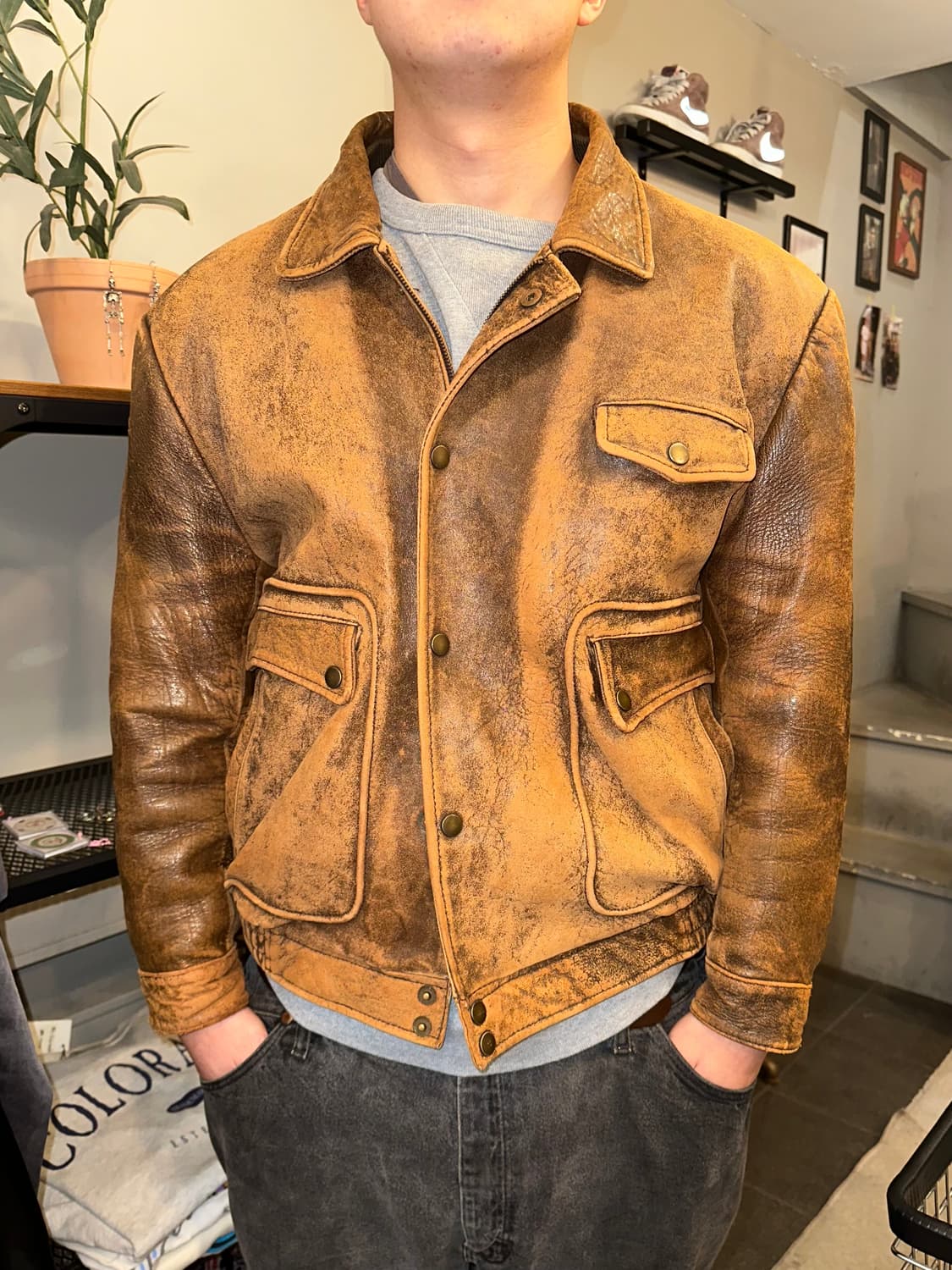 Old Houston lambskin aged flight bomber 상품이미지3