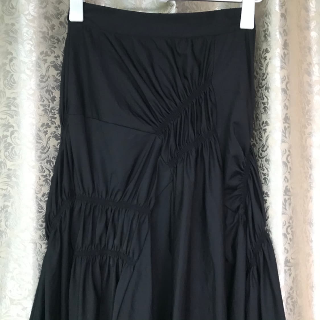 Black shirring long skirt 상품이미지3