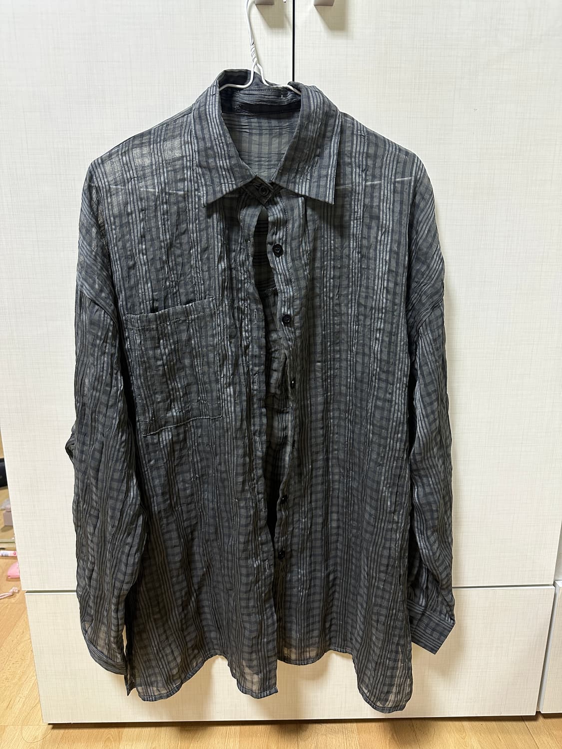 샵페어리 시스루 체크 셔츠 상품이미지1