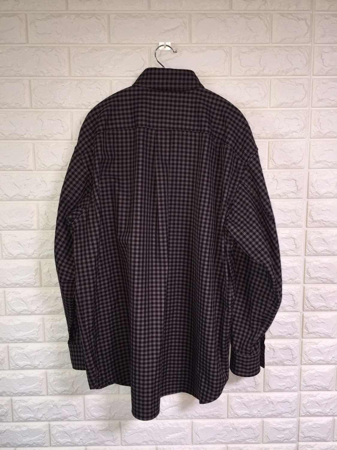 유니클로U 트윌 오버사이즈 셔츠 브라운체크 M 상품이미지3