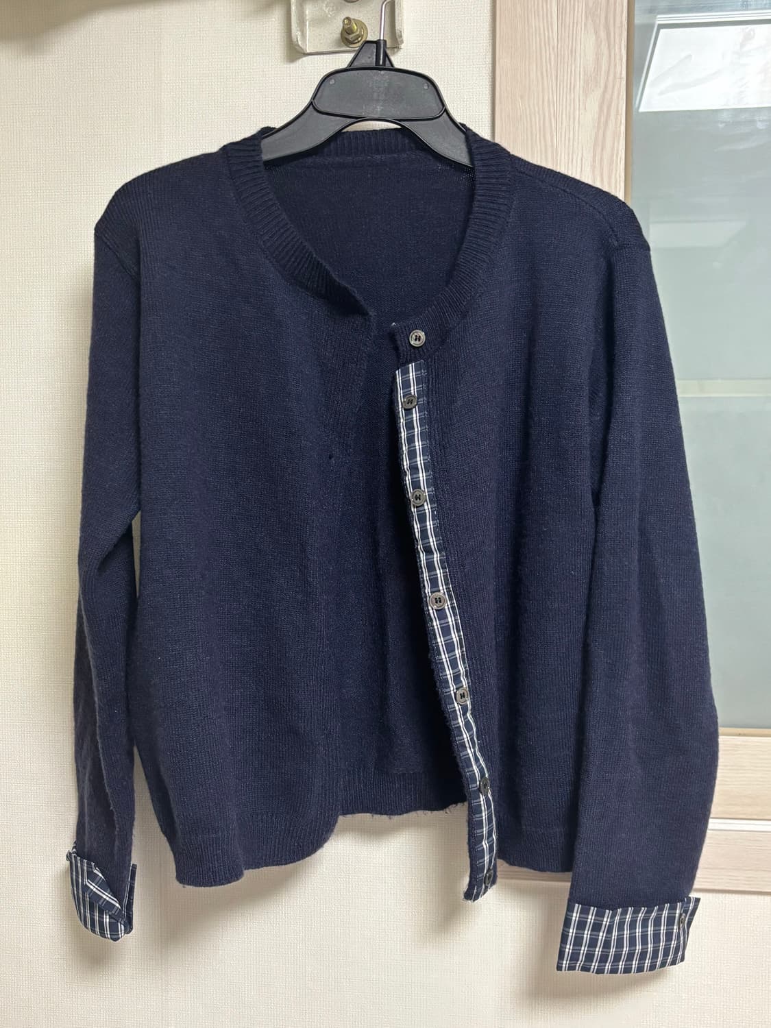 긱시크 체크 레이어드 니트 가디건 상품이미지3