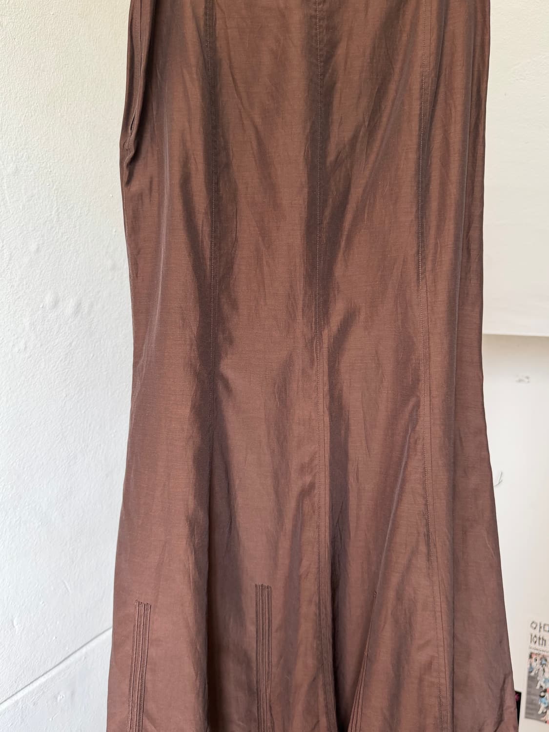 실크 100% 브라운 롱스커트 상품이미지7