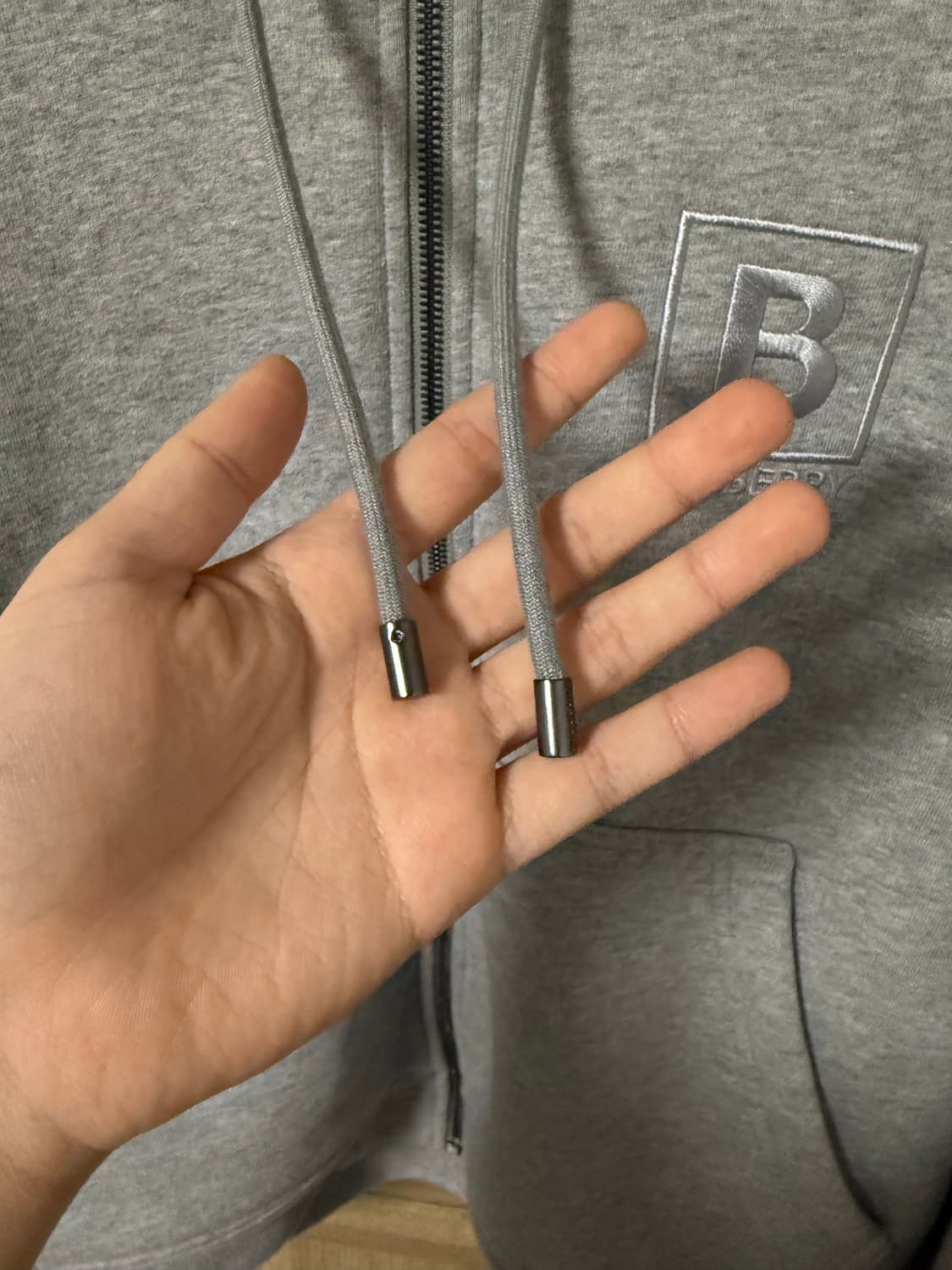 버버리 B로고 후드집업 그레이 L 상품이미지3