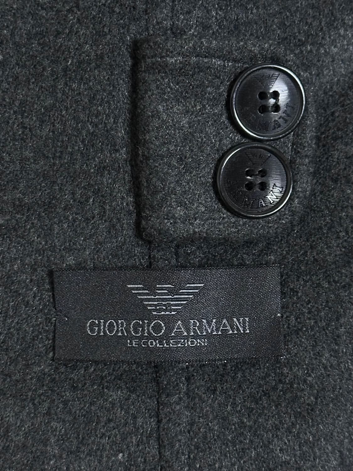 조르지오 아르마니 캐시미어 100% 싱글 코트 르 꼴레지오니 48/차콜  상품이미지10