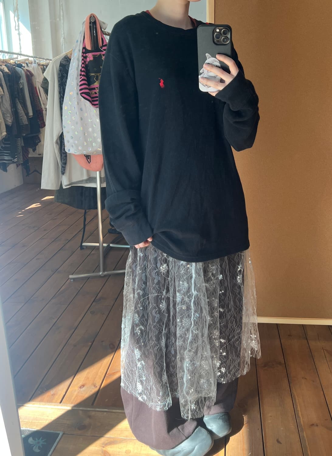 폴로 블랙 와플 롱슬리브 상품이미지1