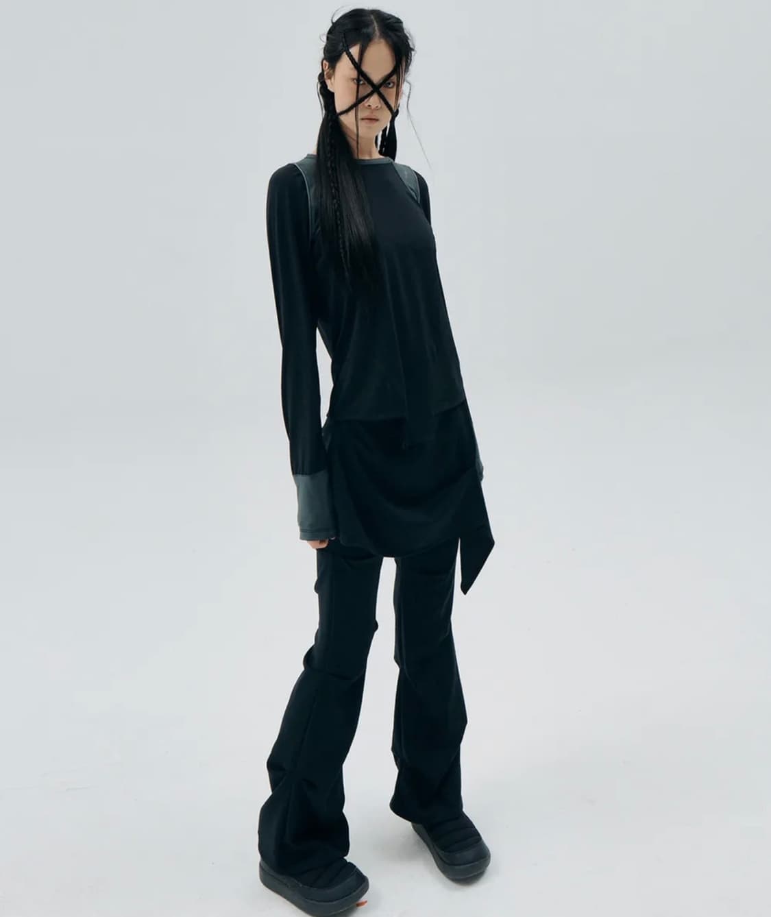 오호스 오버턱 팬츠 Wrap Over Tuck Pants Black s 상품이미지3