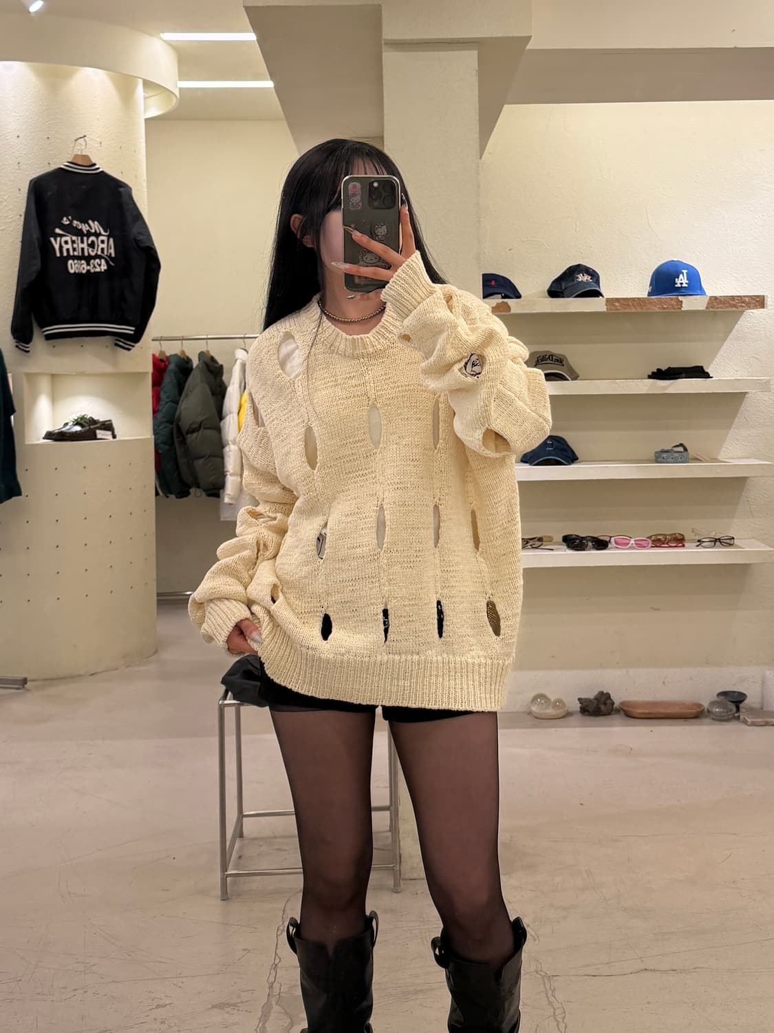 더오픈프로덕트 디스트로이드 컷아웃 니트 U976 상품이미지1