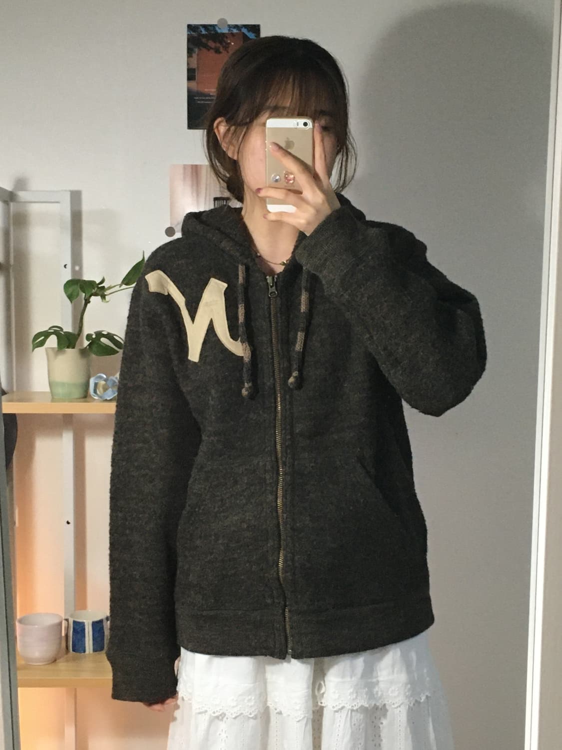 다크브라운 울 후드집업 상품이미지1