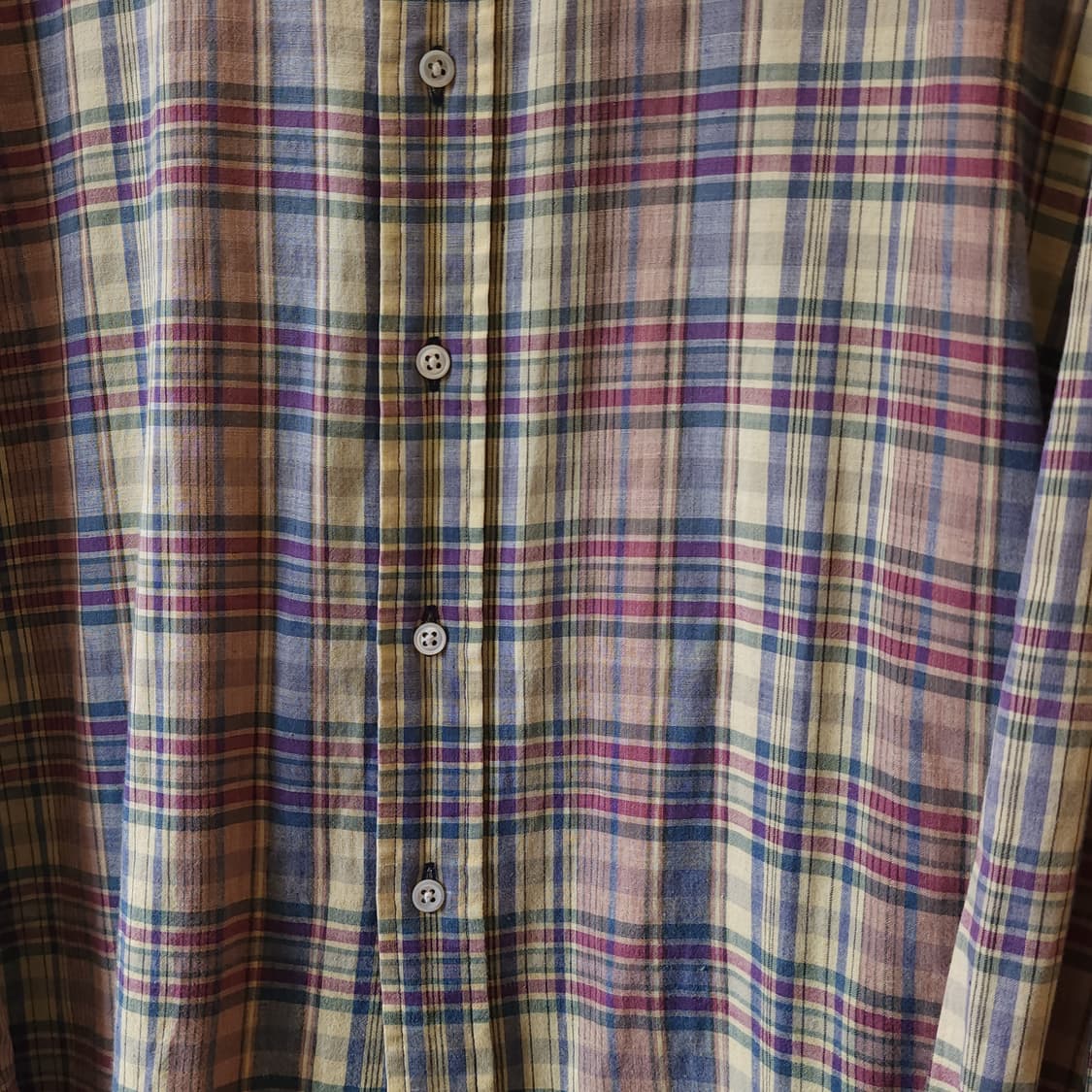 90s 폴로 마드라스 코튼 아메리칸 플란넬 체크셔츠 옐로우 L 상품이미지7