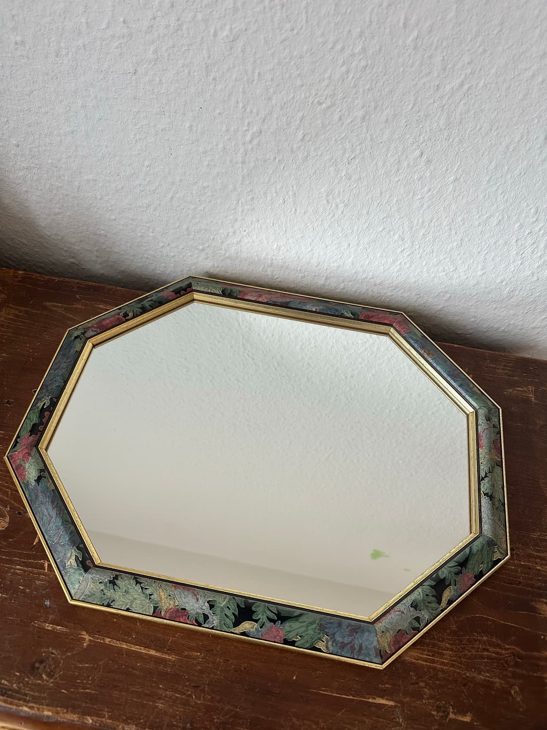 독일)빈티지 우드 꽃패턴 벽거울 상품이미지1