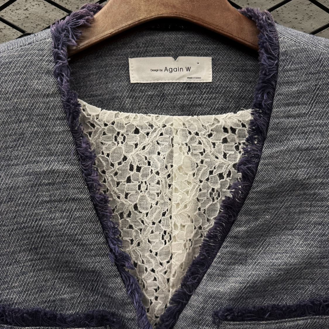 JPN VINTAGE 크롭 트위드자켓 레이스 안감 4포켓 프린지 디테일 상품이미지7