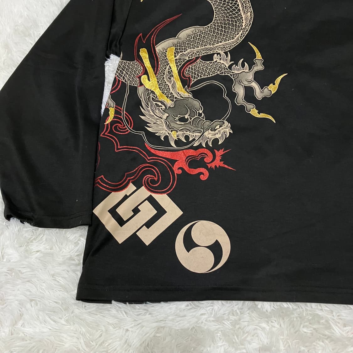 빈티지 오리엔탈 골든 펄 드래곤 긴팔 898 y2k 스트릿 모리 갸루 일 상품이미지6