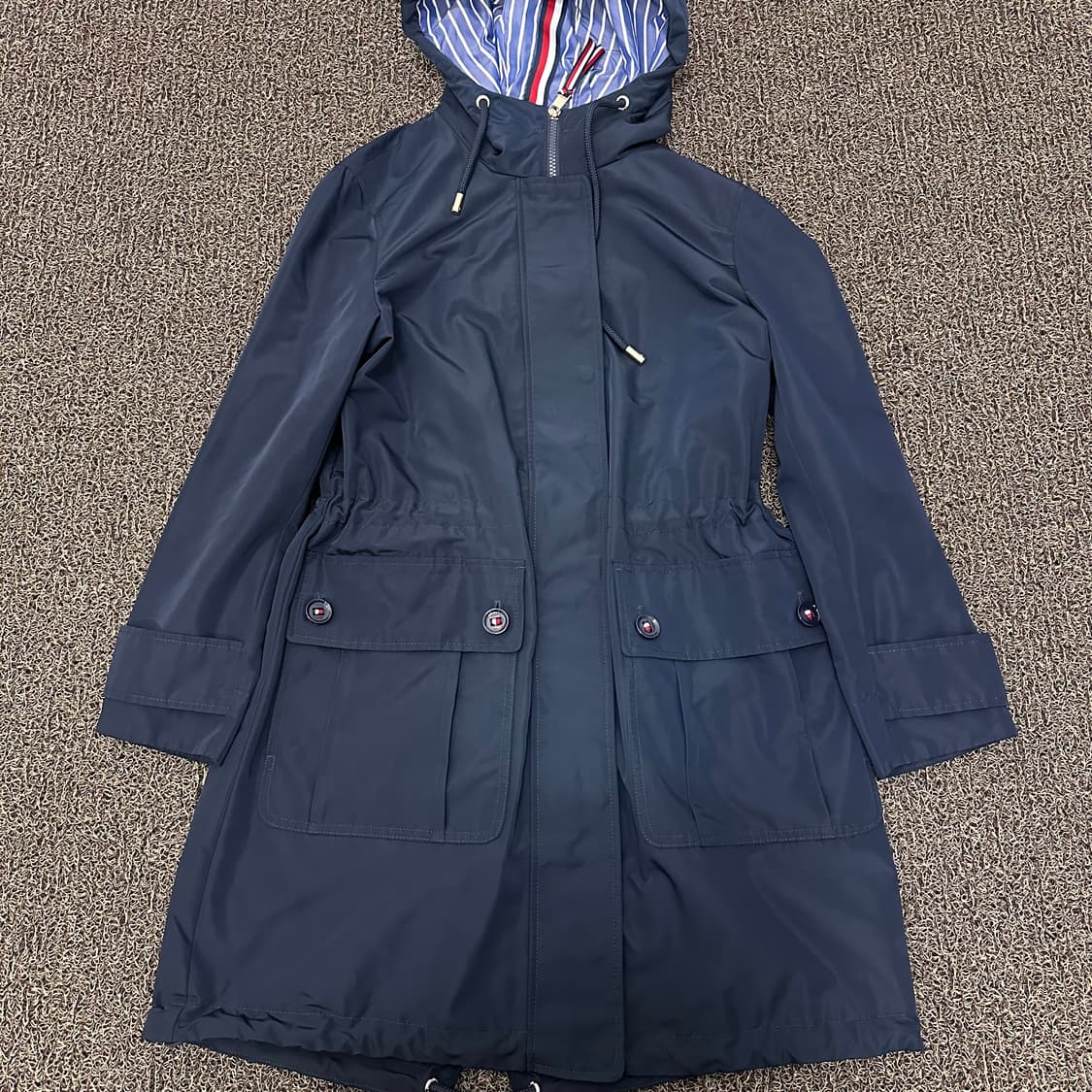 타미힐피거 여성 솔리드 롱 후드 자켓 M 상품이미지5