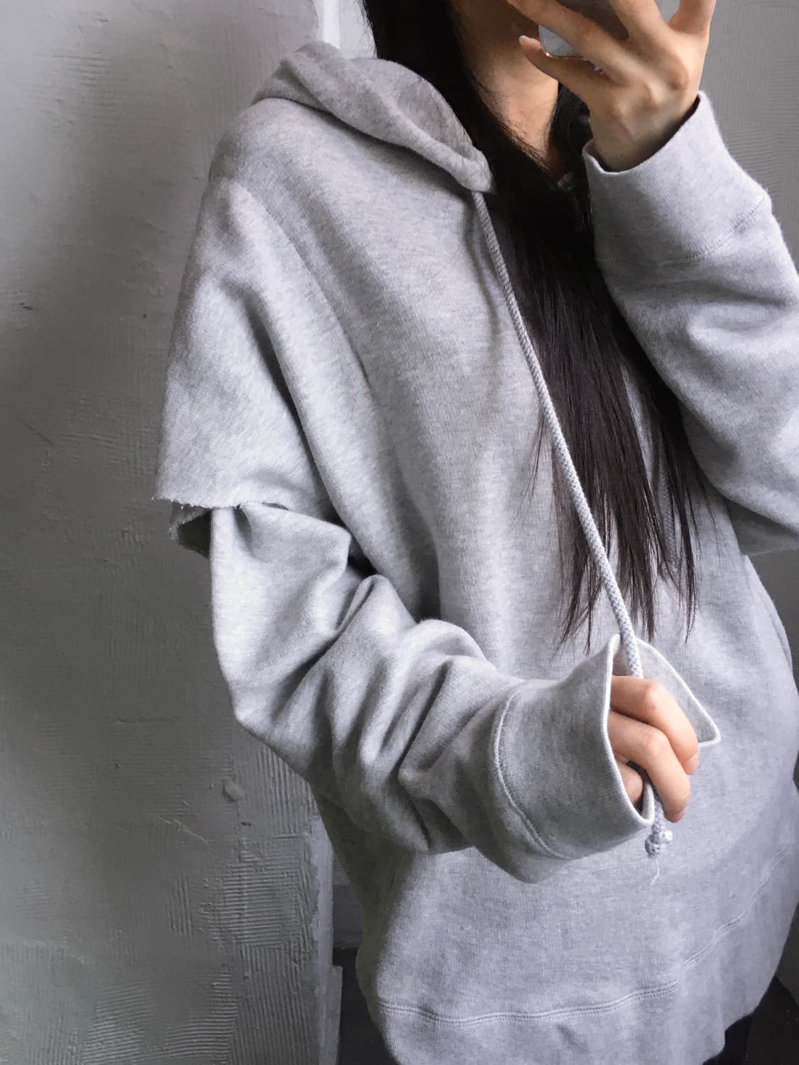 MM6 그레이 레이어드 후드티 상품이미지4