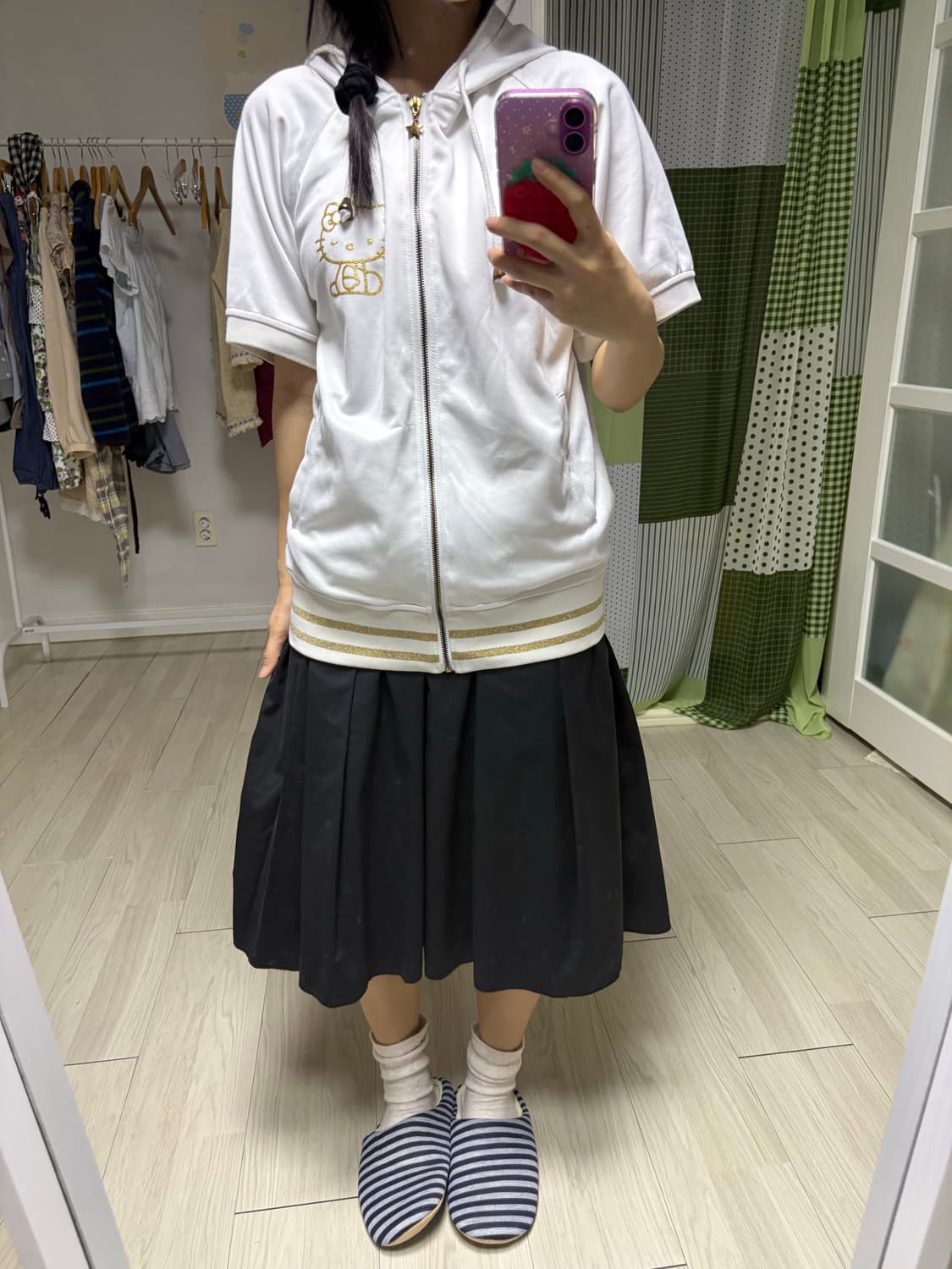 키티 골드 반소매 후드집업 상품이미지9