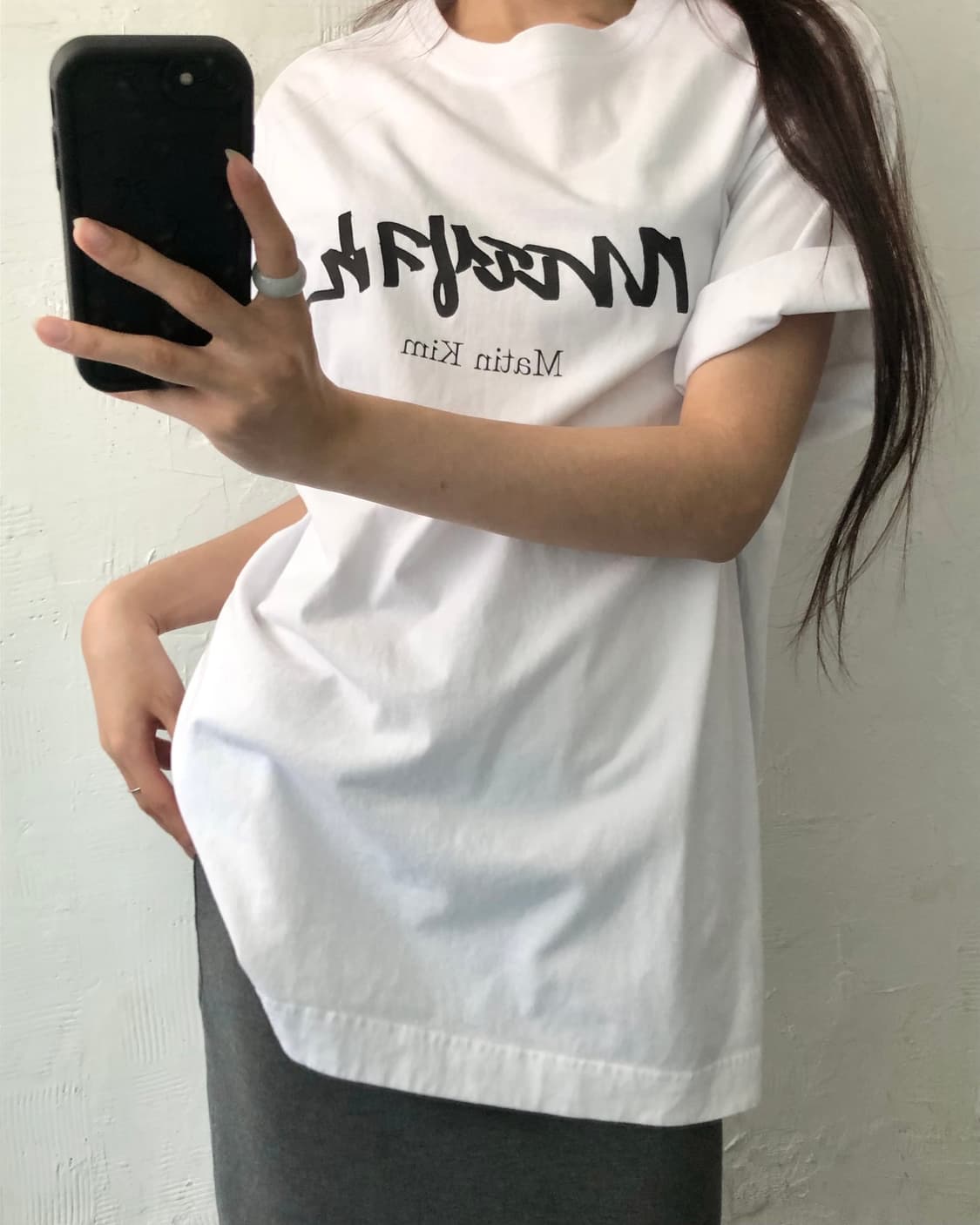 Matin Kim 마뗑킴 한글 로고 화이트 티셔츠 상품이미지2