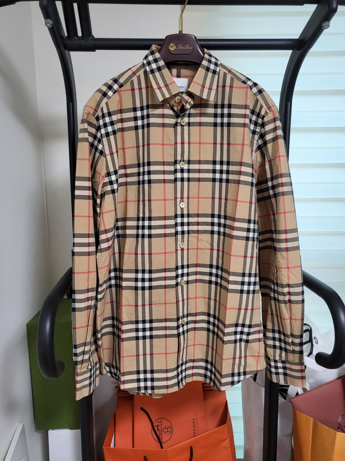 22SS 버버리 체크 코튼 포플린 셔츠 L 상품이미지1