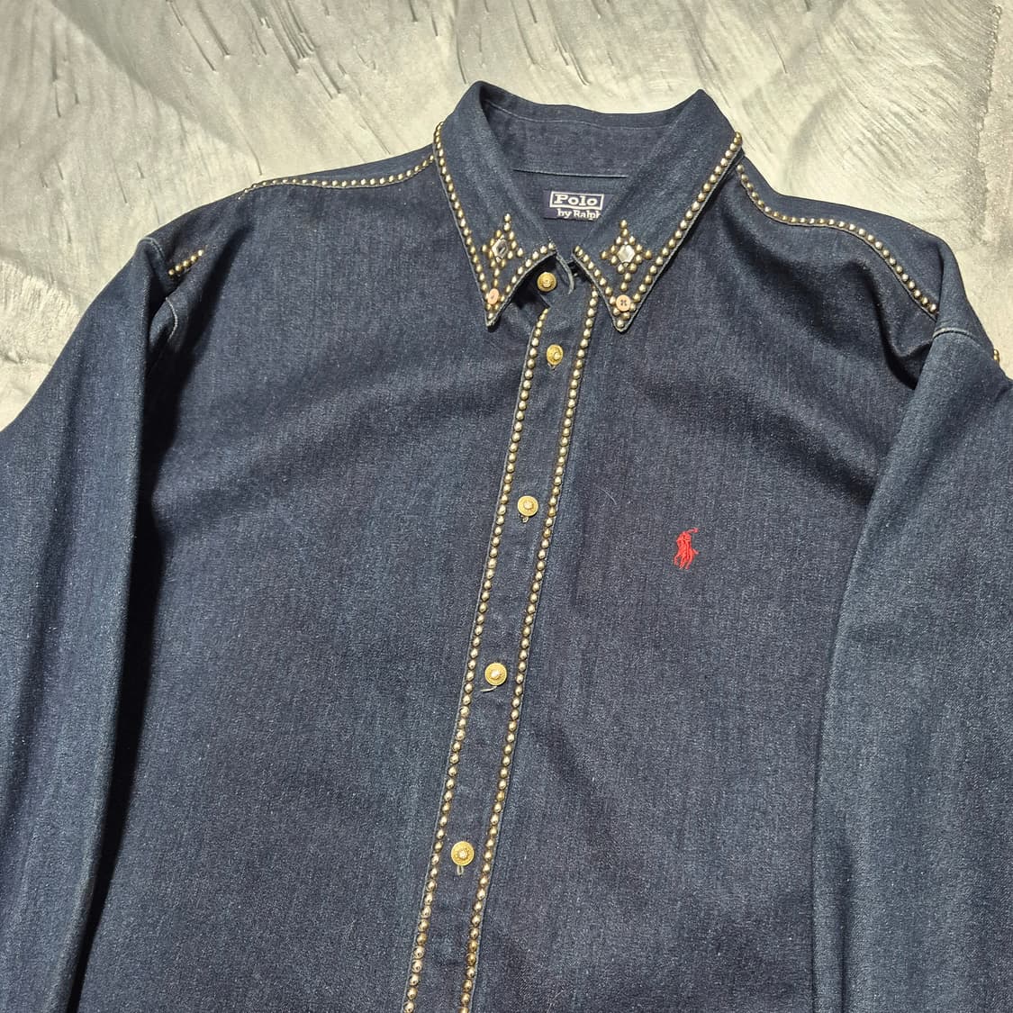 폴로랄프로렌 스터드 큐빅 데님 청 셔츠 105 상품이미지3