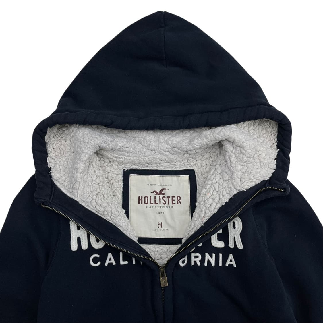 홀리스터 센터로고 양털 네이비 후드집업 M 상품이미지5