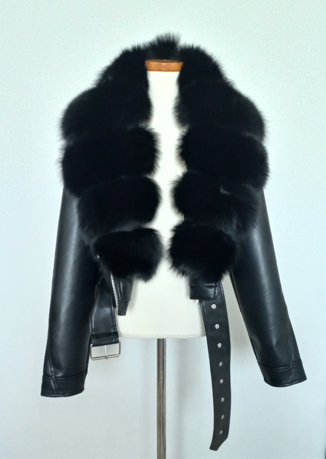 리얼 폭스퍼카라 가죽 라이더 자켓 (새상품) 상품이미지5