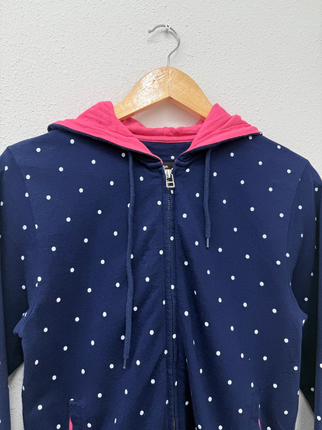 빈티지 graniph 네이비 도트 후드집업 상품이미지3