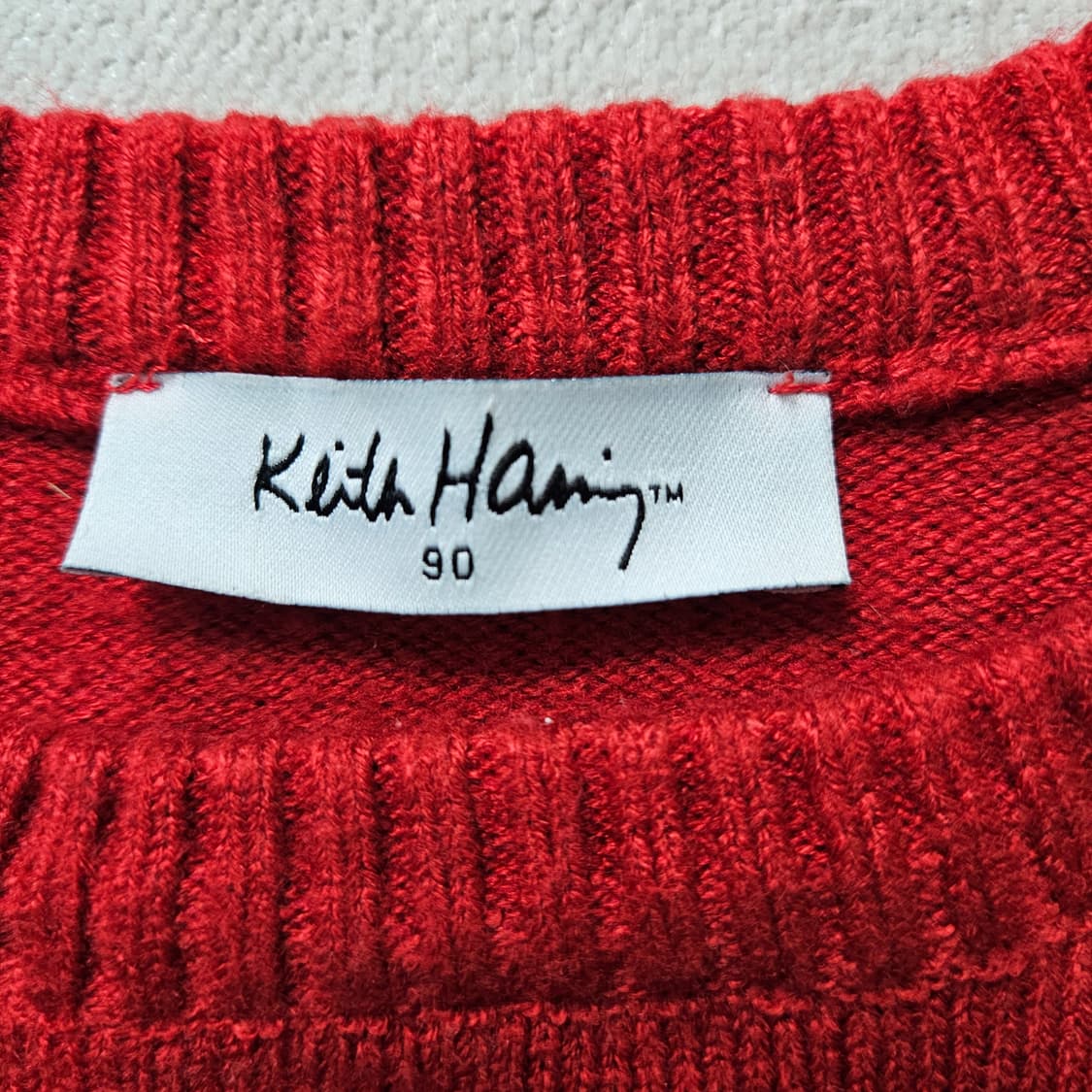 90 키스해링 레드 니트 스웨터 0306Y 상품이미지3