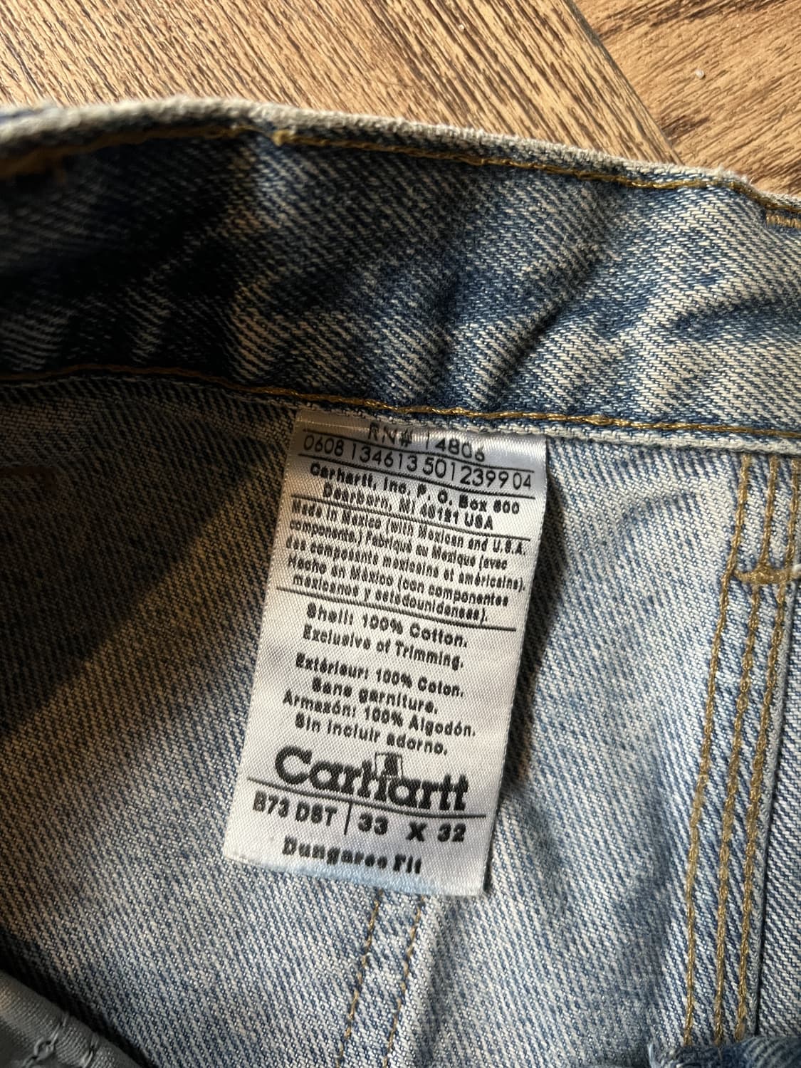 [33]칼하트 USA 데미지드 더티워싱 더블니 워크 데님 팬츠 상품이미지8