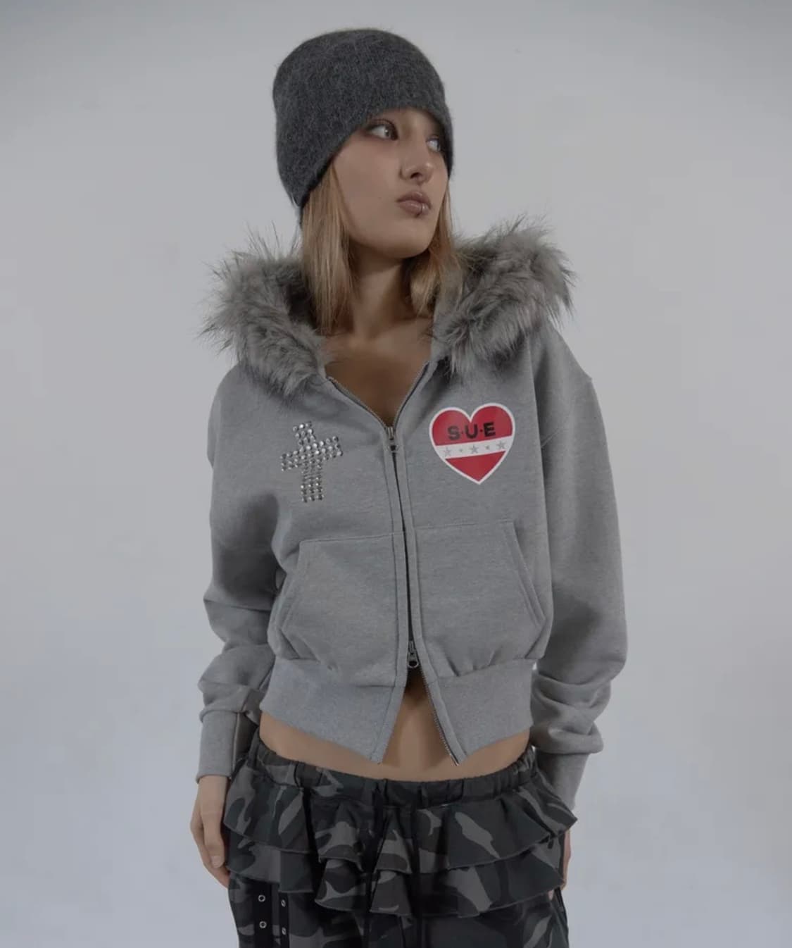 셋업이엑스이 setupexe 퍼트리밍 후드집업 그레이 상품이미지2