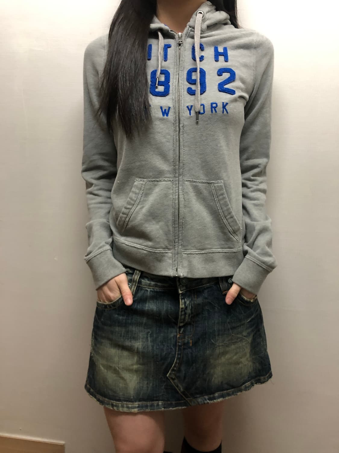 빈티지 아베크롬비 그레이 후드집업 상품이미지2