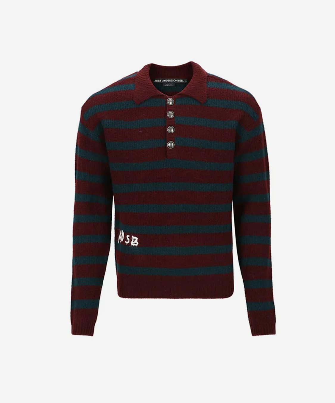 (L) 앤더슨벨 ADSB 스트라이프 폴로 스웨터 니트 와인/그린 상품이미지1