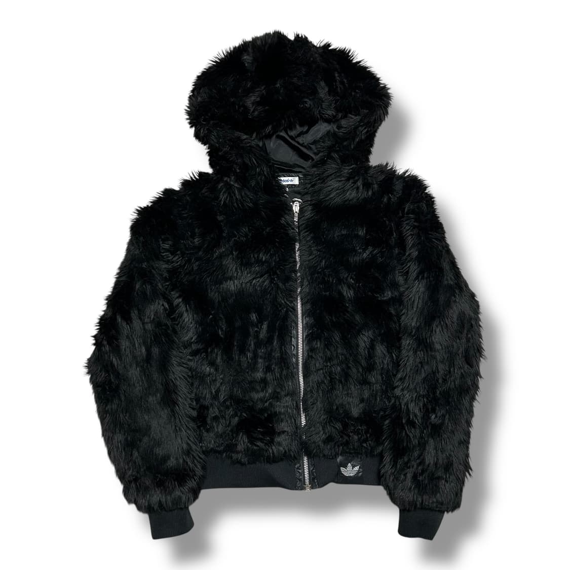 Adidas 여성용 블랙 아크릴 크롭 퍼 자켓 상품이미지1
