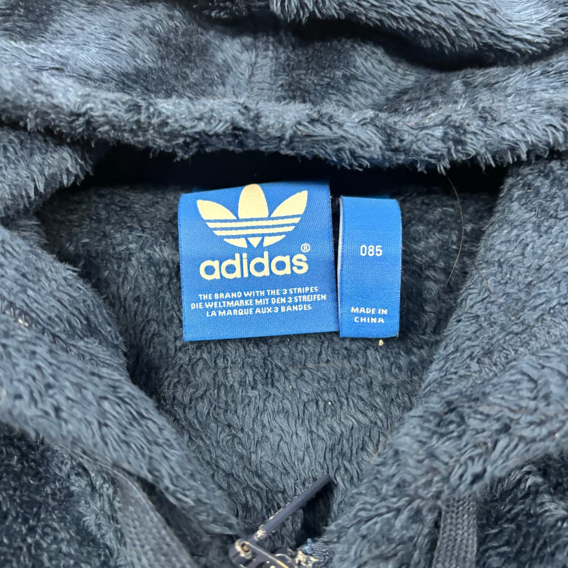 아디다스 네이비 백로고 후리스 후드집업 85 상품이미지5
