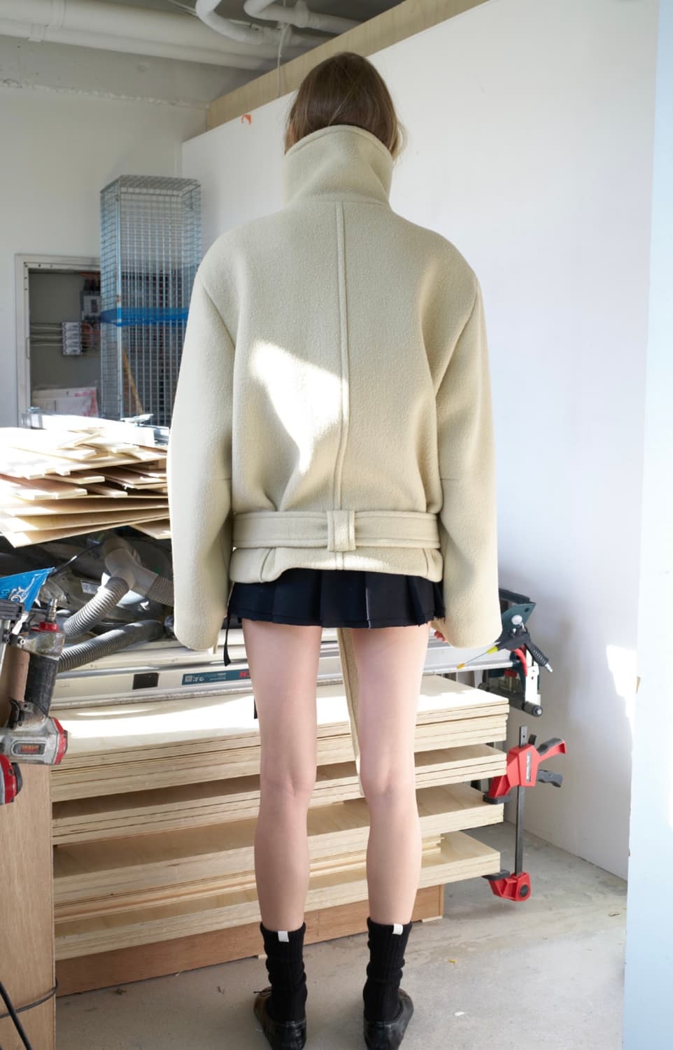 seo HIGH NECK DOUBLE BREASTED HALF COAT 상품이미지4