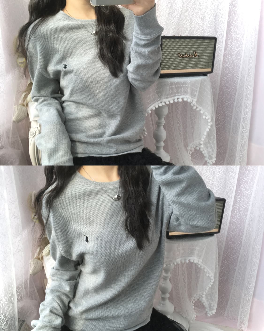 Polo gray waffle long sleeve 상품이미지1
