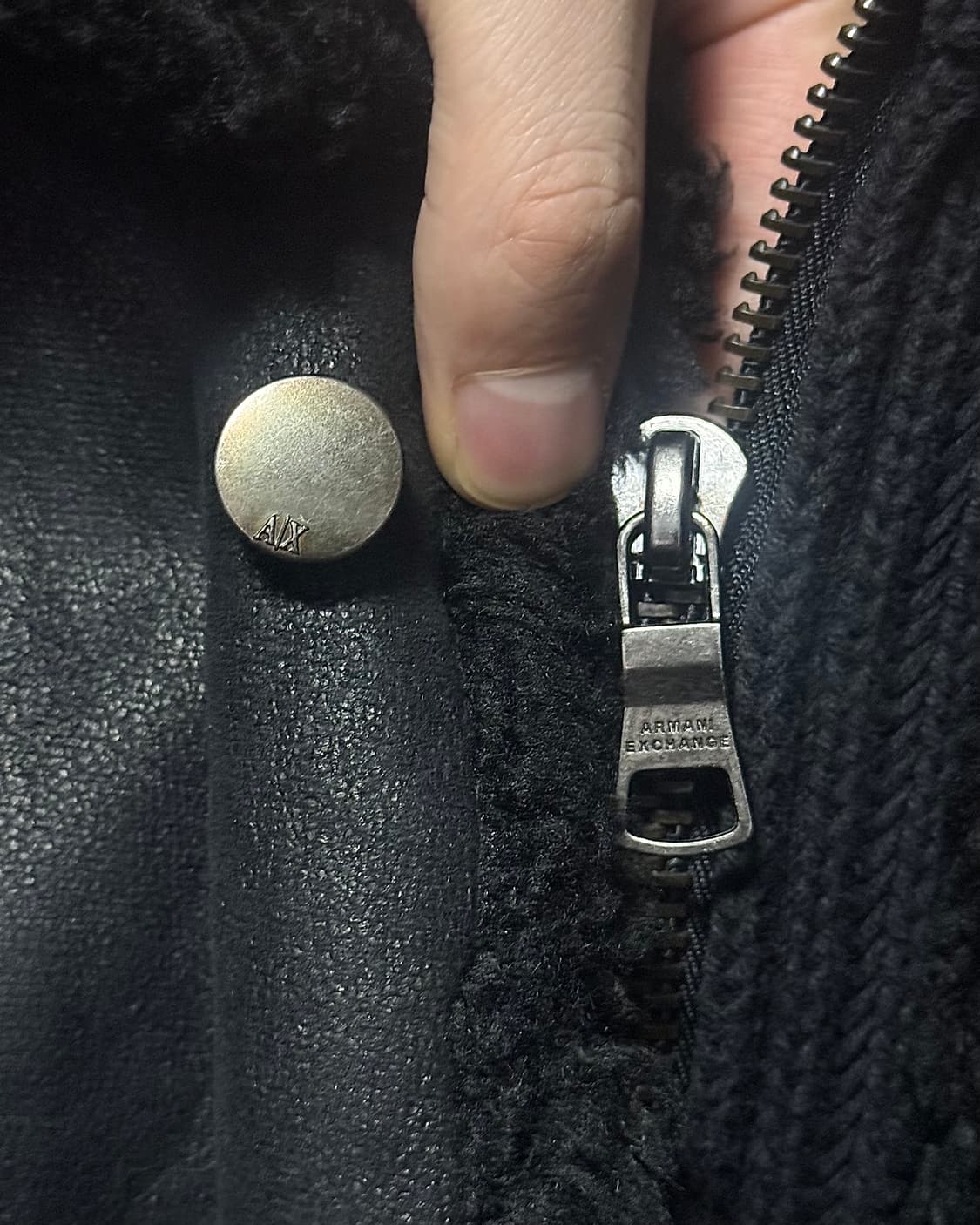 아르마니 블랙 레더 가죽 스웨터 니트 하이넥 가디건 집업 락 고스펑크 상품이미지7