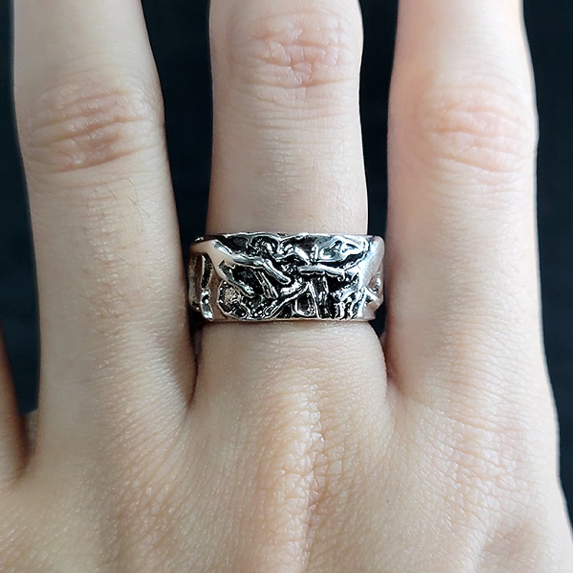 Preach 백동 남자 엔틱 빈티지 명품 조형 텍스쳐 손가락 반지 상품이미지8