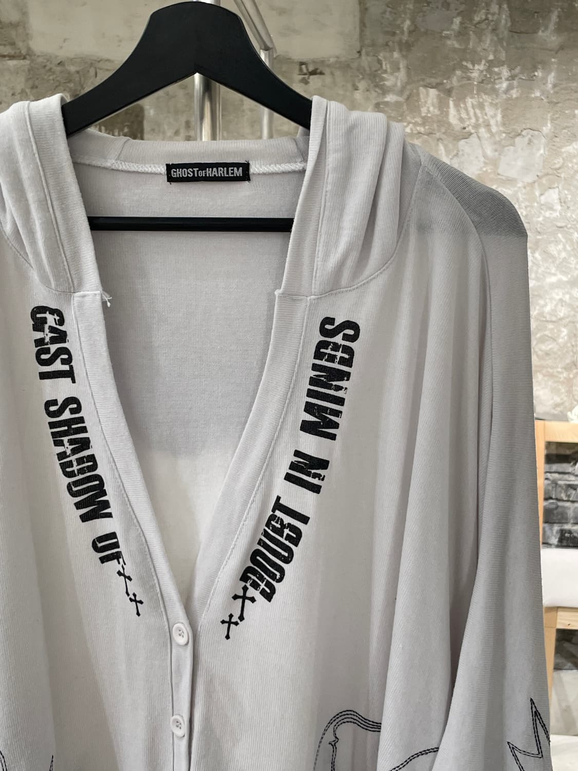 고스트 오브 할렘 화이트 스컬 돌먼 슬리브 후디 가디건 상품이미지3