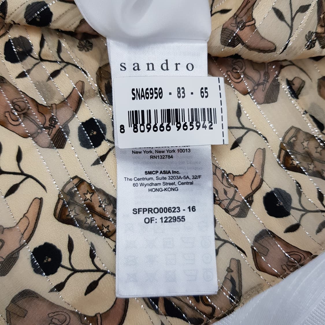 산드로 Sandro 카우보이 부츠 패턴 쉬폰 롱 원피스 40사이즈 상품이미지8