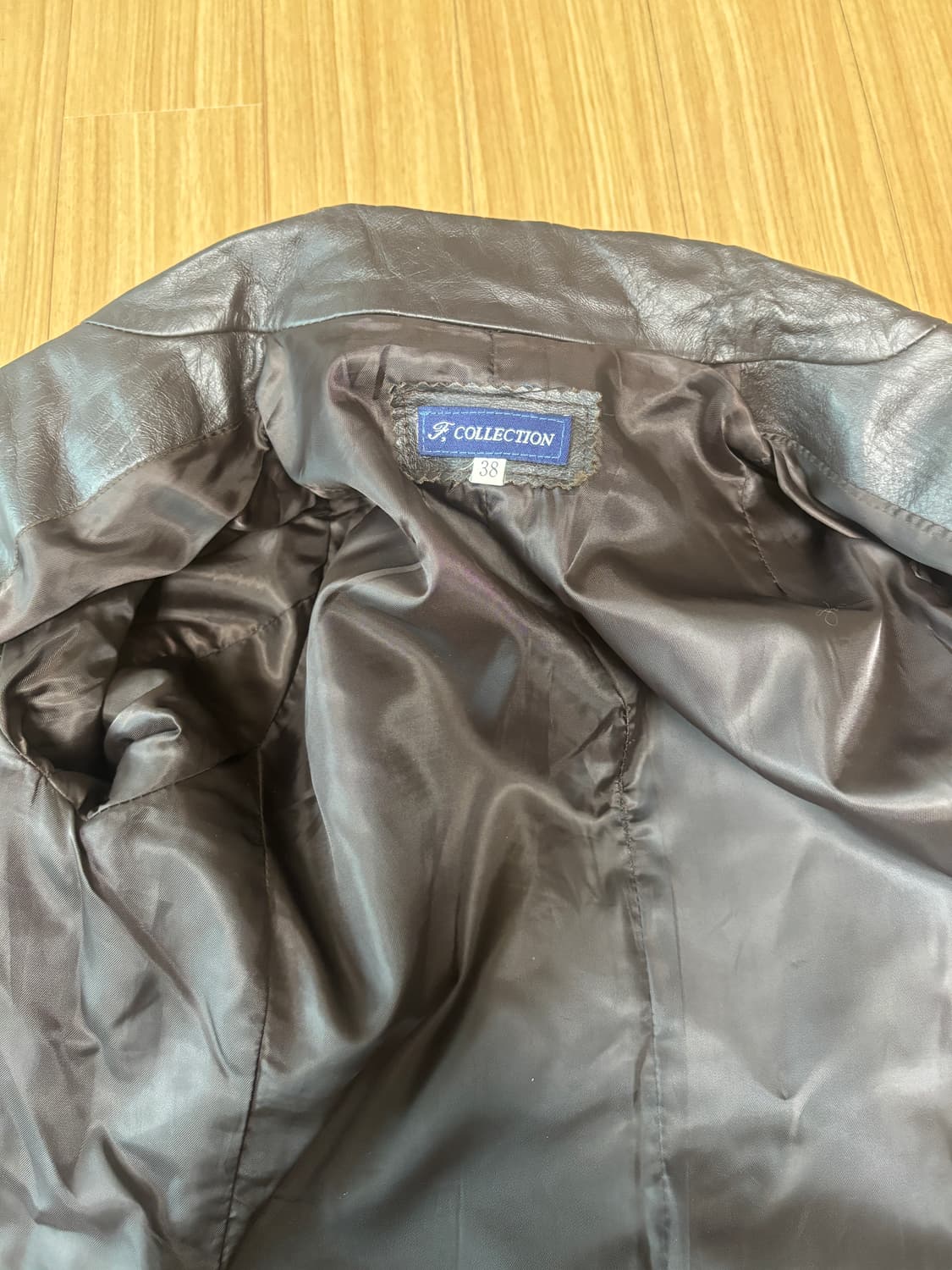 f collection 딥브라운 소가죽 버튼 레더자켓 상품이미지6