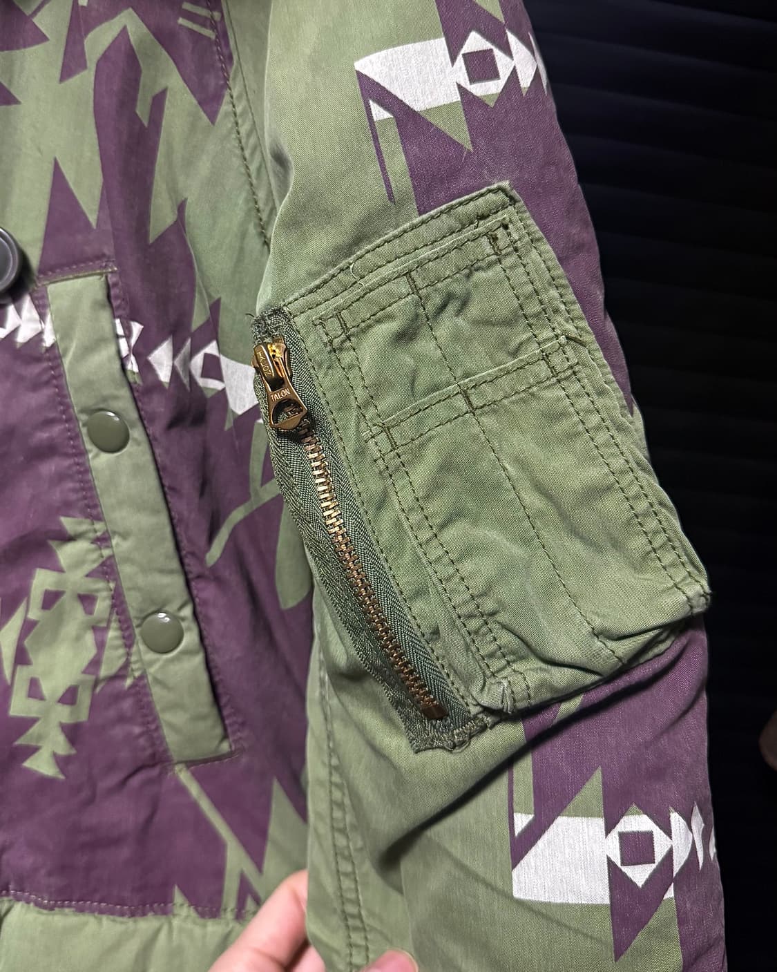 데님앤서플라이 폴로 랄프로렌 나바호 패턴 카키 피쉬테일 덕다운 패딩 야상 상품이미지4