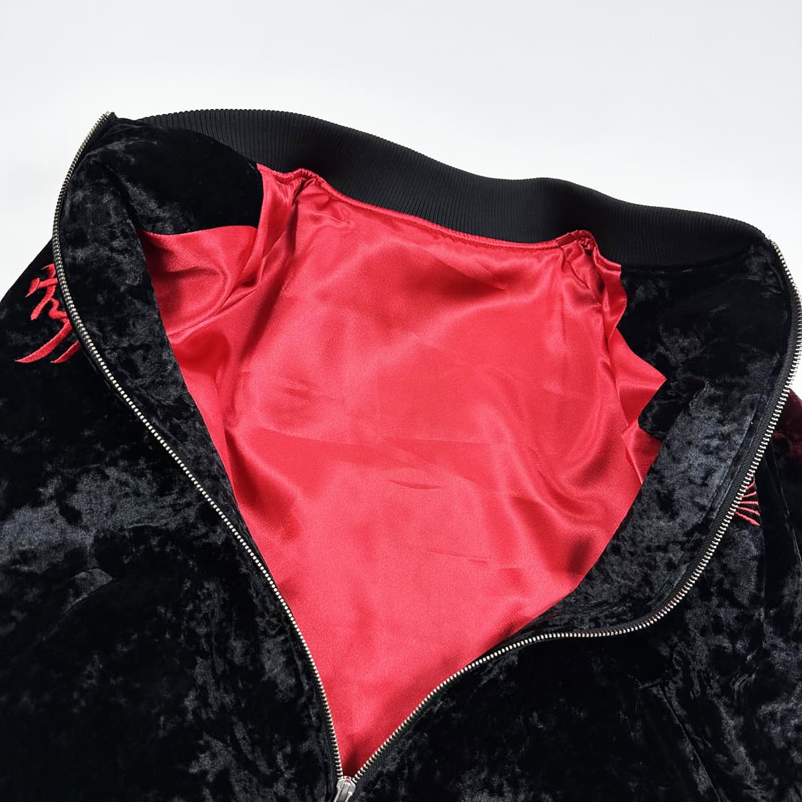 VTG 빈티지 블랙 자수 봄버 스카잔자켓 (L) 상품이미지4