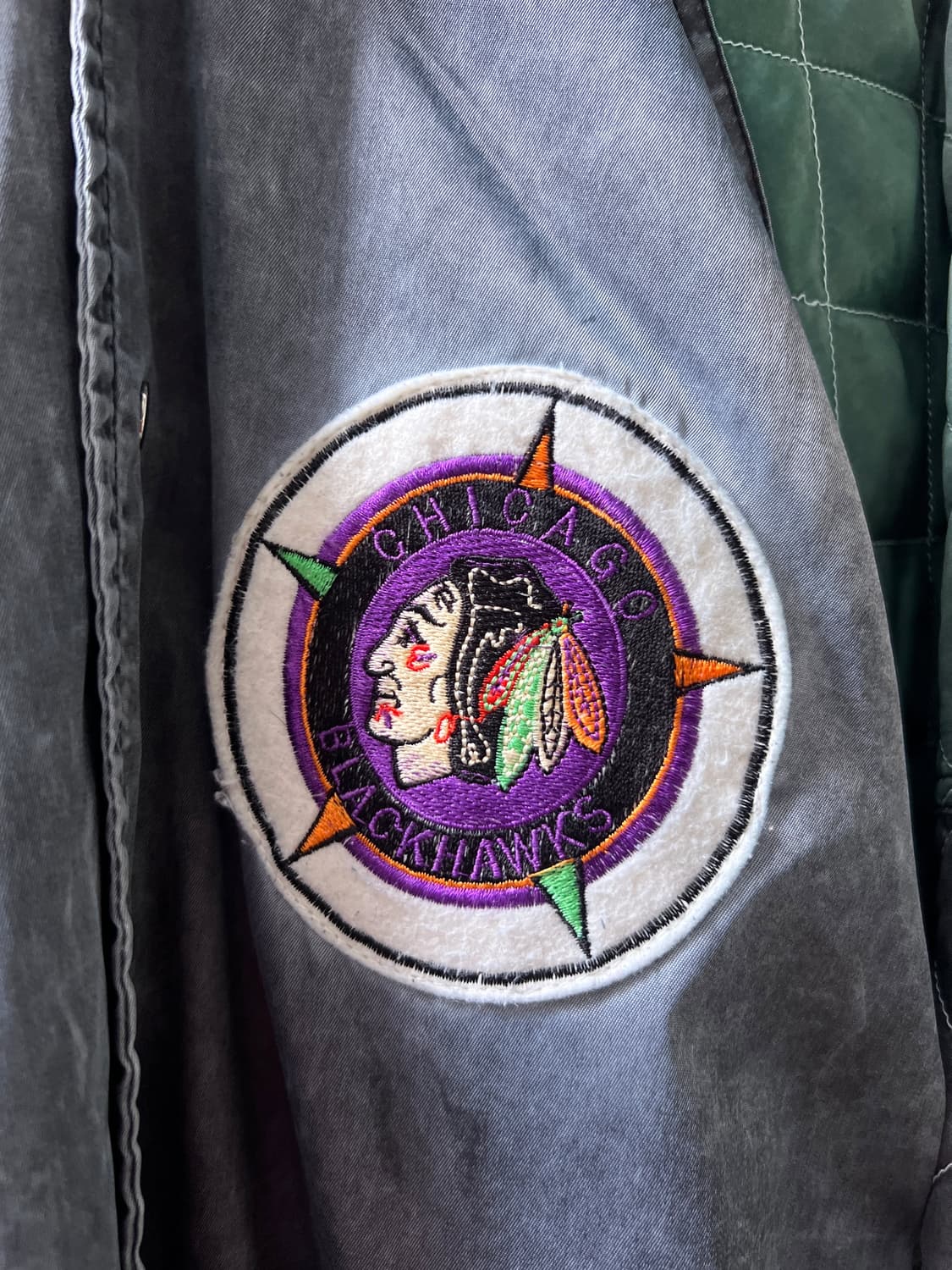 [L]90's 스타터 BLACKHAWKS 빈티지 워싱 바시티 자켓 상품이미지3