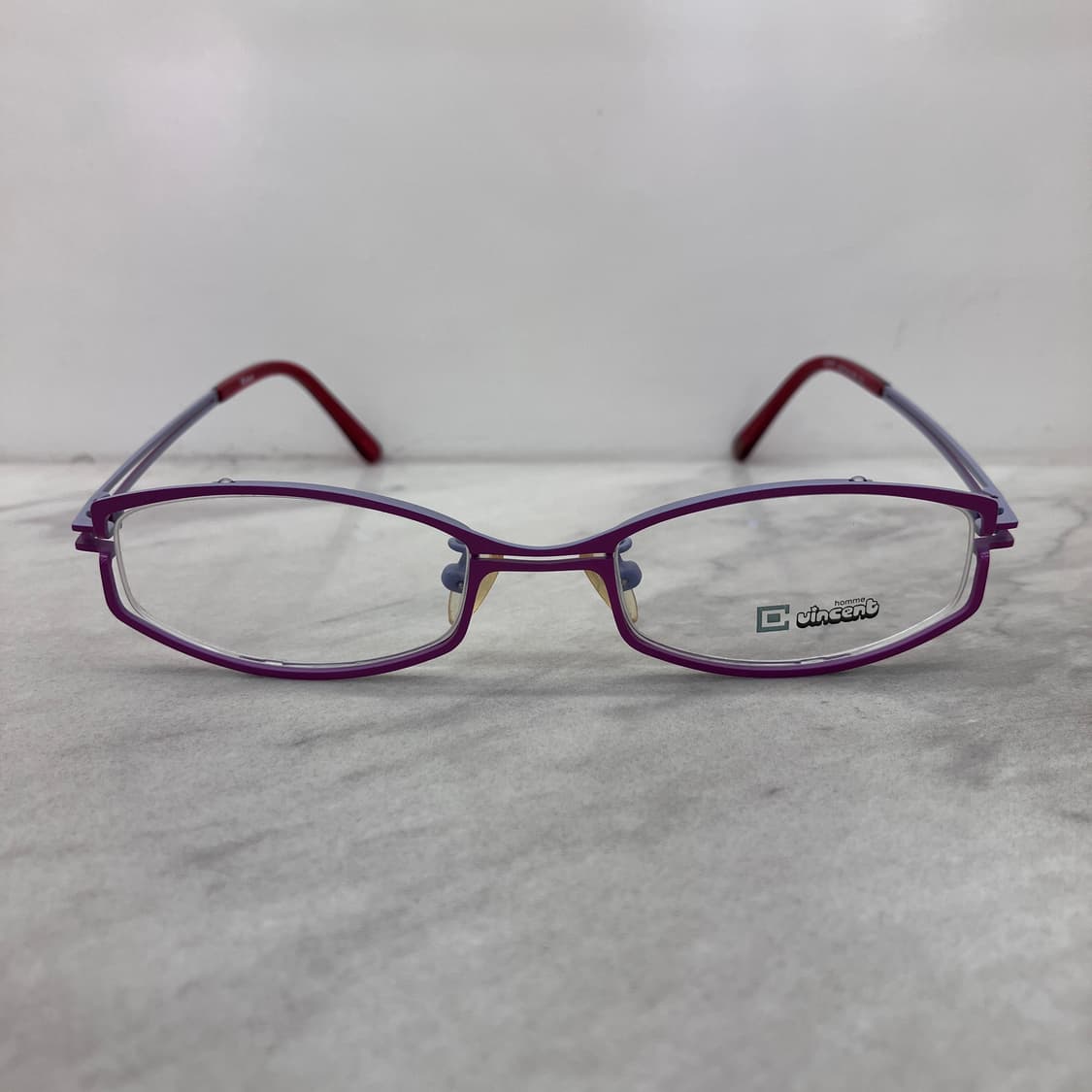 C77 VINCENT 빈티지 핑크 스퀴벌 반무테 안경 상품이미지6