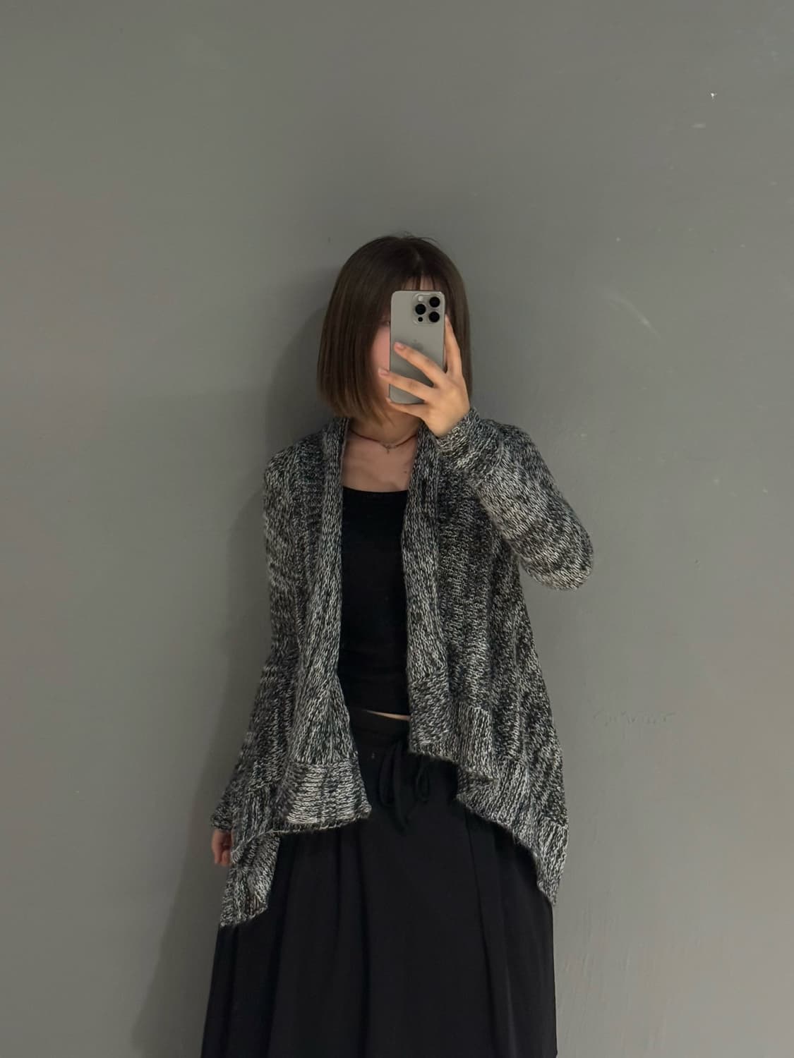 drape collar heather knit cardigan 상품이미지2