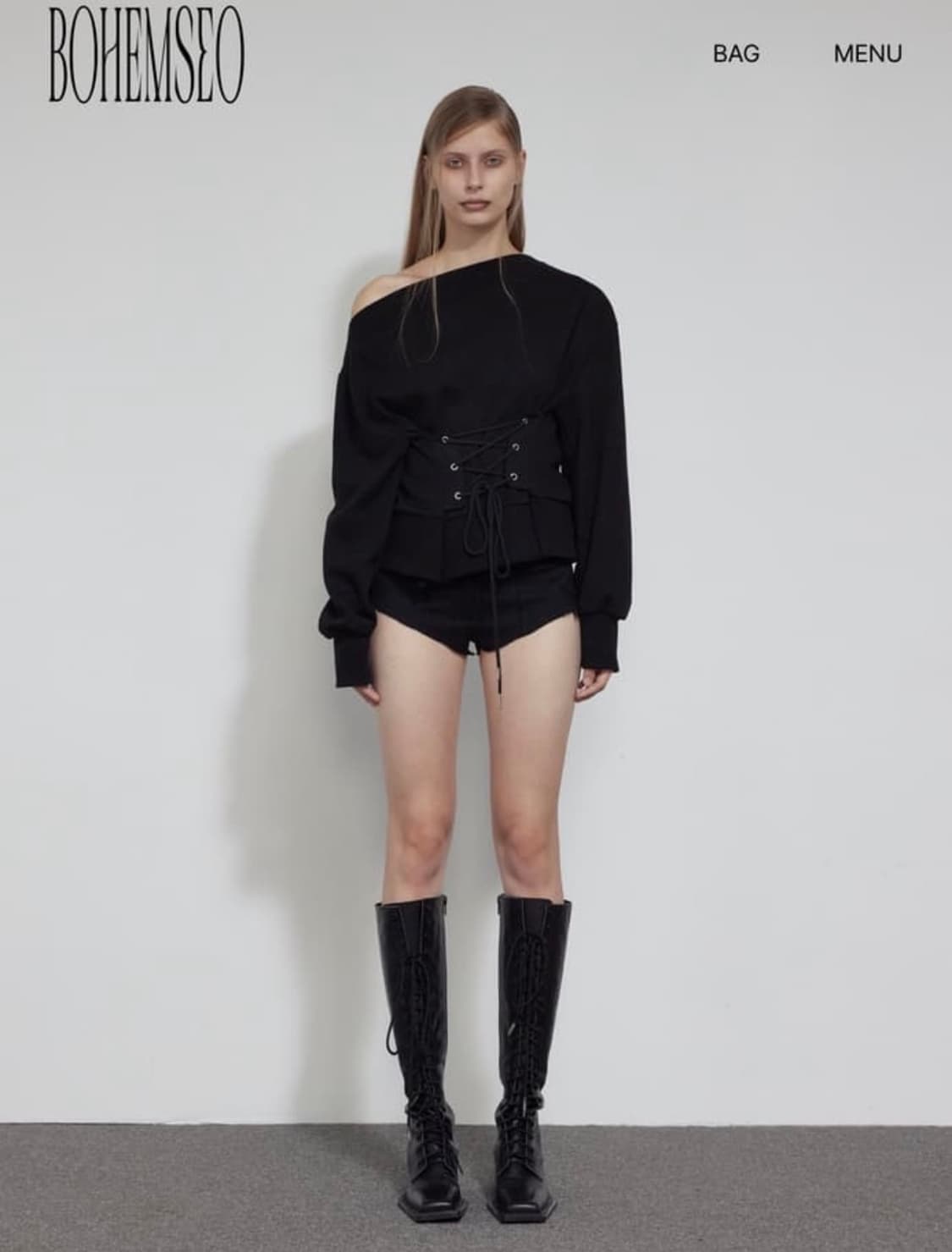 보레미안서울 코르셋 맨투맨 블랙  상품이미지1