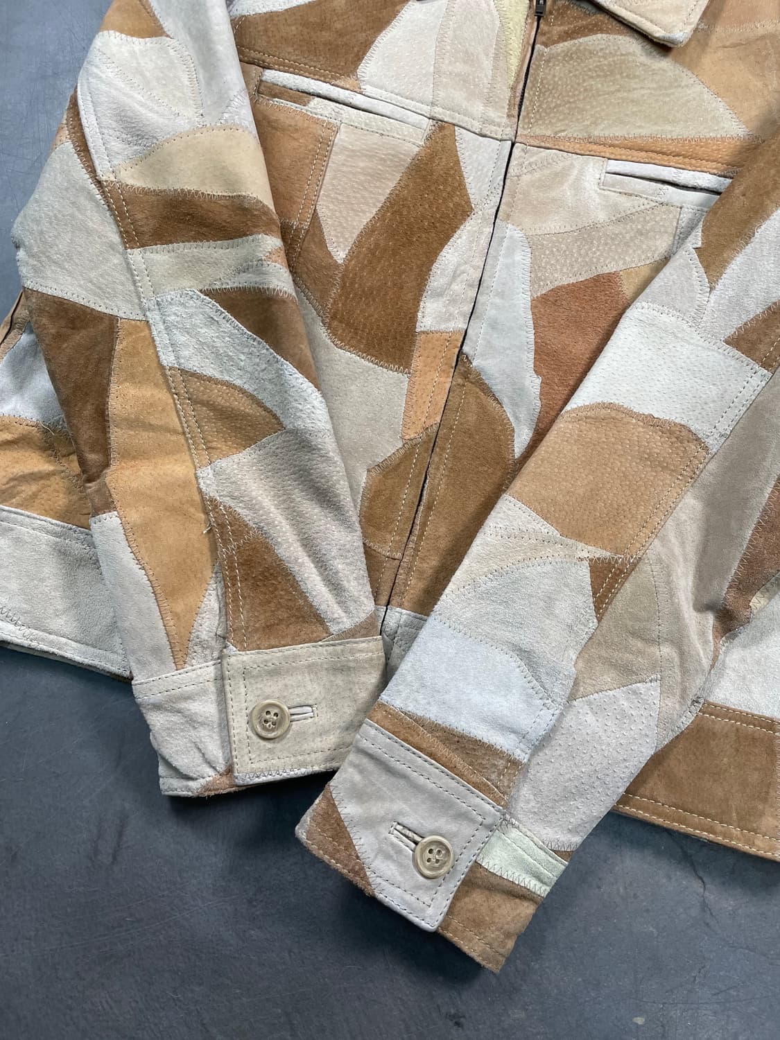 재팬 빈티지 패치워크 레더 숏 자켓 상품이미지3