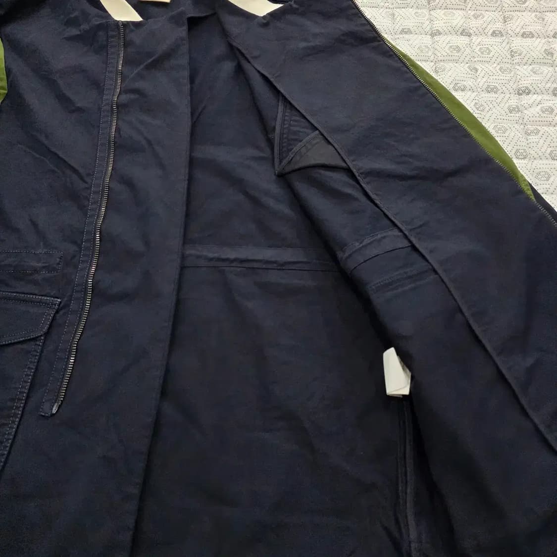 우영미 네이비/그린 배색 블루종 자켓 100 상품이미지7